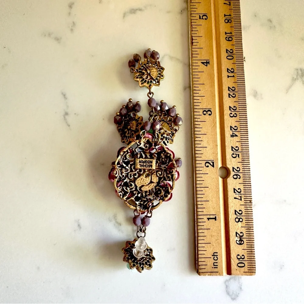 Vintage Style Floral Baroque Earrings Micro Mosaic Style Flower Painting NEW